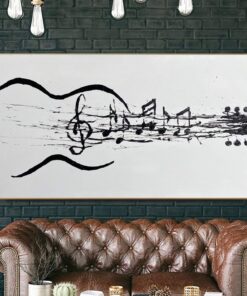 Abstract Sheets Note Painting on Canvas Music Sheets Wall Art Guitar Artwork Impasto Oil Painting Music Wall Art Gift for Music Lover | SOUL MUSIC