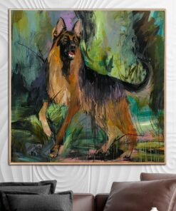 Abstract Shepherd Dog Paintings On Canvas Colorful German Shepherd Art Painting Acrylic Pet Painting Modern Fine Art | SHEPHERD ON A WALK