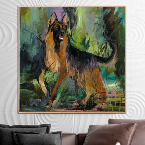Buy Abstract Shepherd Dog Paintings On Canvas Colorful German Shepherd Art Painting Acrylic Pet Painting Modern Fine Art | SHEPHERD ON A WALK online shopping cheap