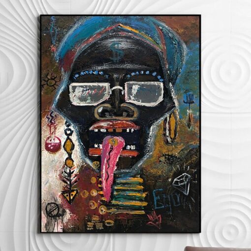 Buy Abstract Skull Hand Painted Artwork Neo-Expressionism Painting Modern Textured Painting Contemporary Art | TRIBAL CHIEF online shopping cheap