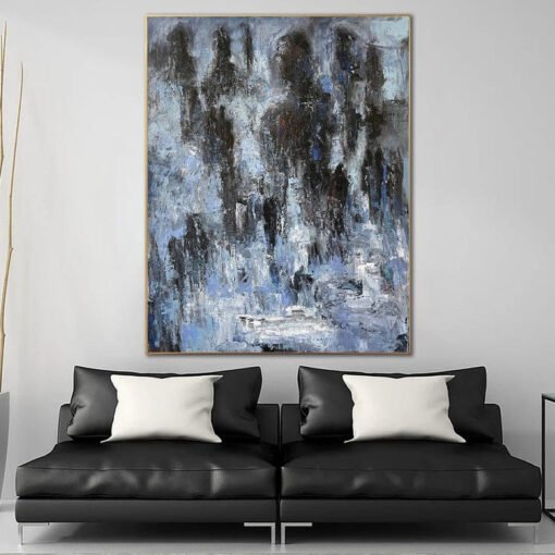 Buy Abstract Snow Painting On Canvas Fresh Air Colorful Modern Texture Blue Artwork Winter Unique Wall Art Oil Painting | WINTER FRESH online shopping cheap