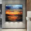 Buy Abstract Sunset Paintings On Canvas Original Colorful Painting Abstract Seascape Modern Paintings Large Wall Art | HEAVENLY FIRE online shopping cheap