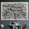 Buy Abstract Wall Art Canvas Jackson Pollock Painting Black and White Artwork Personalized Art Heavy Textured Artwork Wall Decor | BEFORE WAKING UP online shopping cheap