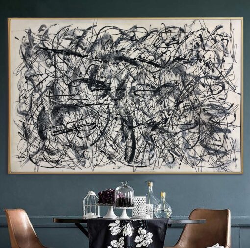 Buy Abstract Wall Art Canvas Jackson Pollock Painting Black and White Artwork Personalized Art Heavy Textured Artwork Wall Decor | BEFORE WAKING UP online shopping cheap