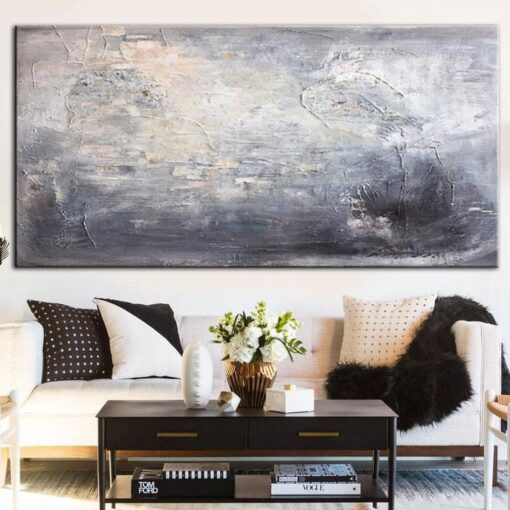 Buy Abstract Wall Art Silver and Gray Painting White Art | SILVER REFLECTION online shopping cheap