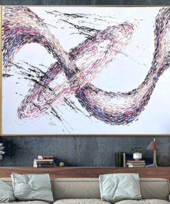 Abstract Wave Painting on Canvas Pink Wall Art Personalized Artwork 30×40 Art Impasto Oil Painting Aesthetic Wall Art above Bed Decor | PINK SWIRL