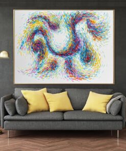 Abstract Waves Wall Art Canvas Modern Colorful Painting Contemporary Artwork Original Impasto Painting for Bedroom Wall Decor | DROP OF WATER
