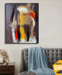 Abstract Woman Acrylic Painting Female Colorful Painting on Canvas Modern Wall Art for Home | DREAMY SIMGE 27.6"x23.7"