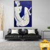 Buy Abstract Woman Painting On Canvas Monochrome Artwork White and Blue Wall Art Decor for Home | DESOLATION 35.5"x23.7" online shopping cheap
