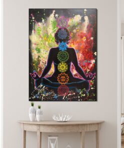 Abstract Woman Painting On Canvas Original Yoga Practice Wall Art Colorful Female Artwork for Home Decor | MEDITATION