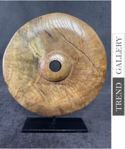 Abstract Wood Sculpture Art Modern Round Wood Statue Hand Carved Art Table Desktop Art | NATURE OF THINGS 18.5"x12.2"