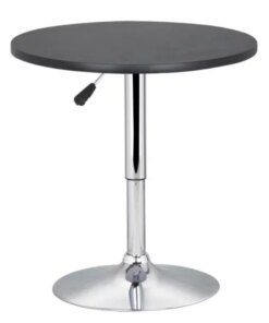 Adjustable Chrome Base Round Swivel Bar Table for Bistro Café, Black