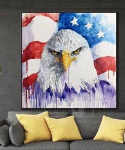 American eagle Flag painting USA wall art Bald eagle Bird painting canvas | GRANDEUR OF FREEDOM