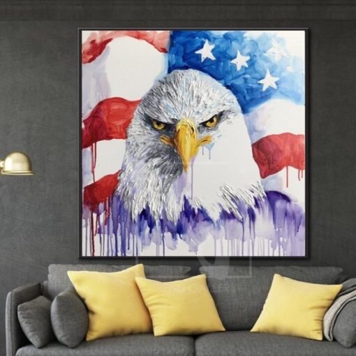 Buy American eagle Flag painting USA wall art Bald eagle Bird painting canvas | GRANDEUR OF FREEDOM online shopping cheap