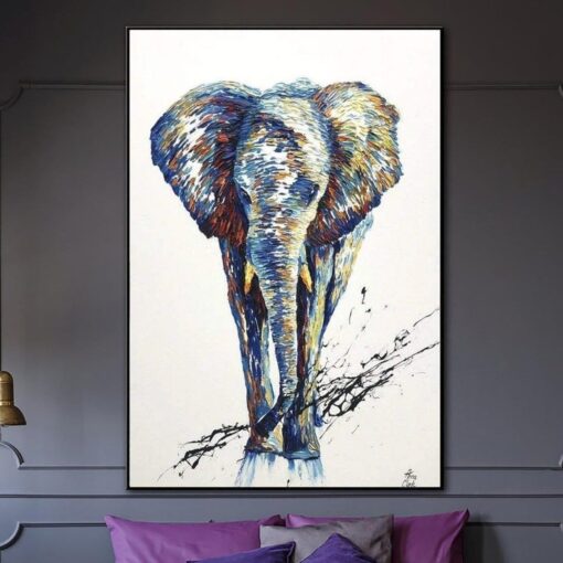 Buy Animal Painting Animal Canvas Painting Elephant Wall Art Elephant Artwork | FOREGOER online shopping cheap