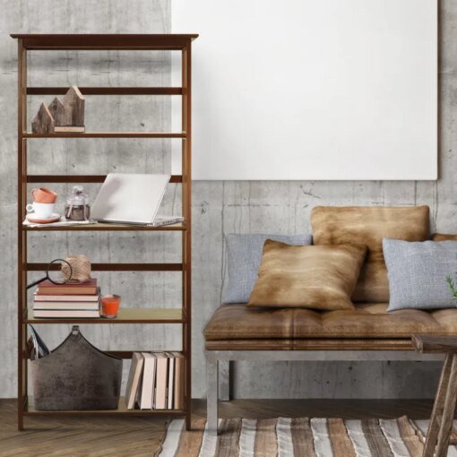 Buy BOUSSAC Style 5-Shelf Bookcase-Walnut online shopping cheap