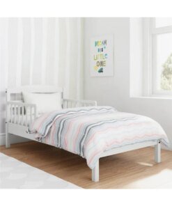 Baby Relax Jackson Kids Wood Toddler Bed with Safety Guardrails, White