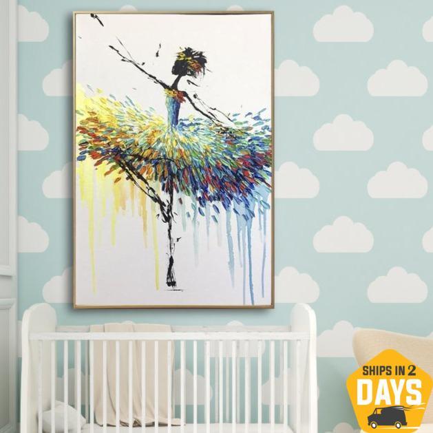 Buy Ballerina Abstract Canvas Painting Colorful Wall Art Ballet Paintings On Canvas Fine Art Oil Impasto Painting Decor | BALLERINA GENET 28"x20" online shopping cheap