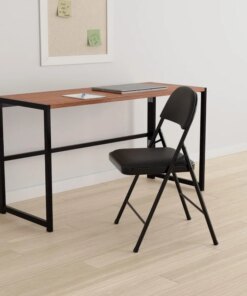 Basics Vinyl-Padded Metal Steel Folding, Black, 4-Pack Chair