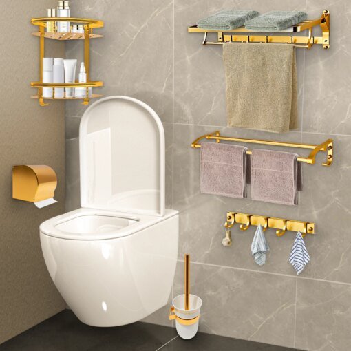 Buy Bathroom Accessories Set Wall Mounted Bath Toilet Hardware Bar Shelf online shopping cheap