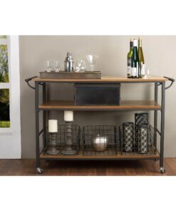 Baxton Studio Lancashire Wood and Metal Kitchen Cart, Brown