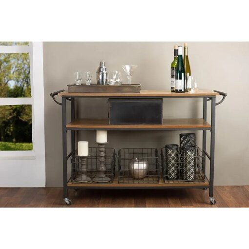 Buy Baxton Studio Lancashire Wood and Metal Kitchen Cart