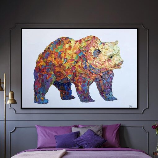 Buy Bear Large Abstract Painting Bear Painting Grizzly Painting Modern Abstract Canvas Painting | GRIZZLY online shopping cheap