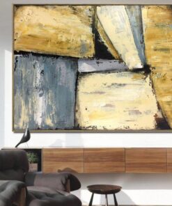 Beige Paintings on Canvas Oversized Geometric Modern Abstraction Oil Wall Art | OPEN HEIGHTS