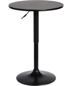 Bentley Height Adjustable Swivel Pub Table with Black Wood Finish and Black Base