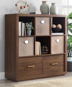 Better Homes & Gardens Steele 6 Cube Storage Room Organizer with Drawers, Walnut Finish