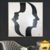 Buy Black And White Absctract Painting On Canvas Fashion Art Unique Original Black And White Large Abstract Face Wall Art | OPTICAL ILLUSION 27.55"x27.55" online shopping cheap
