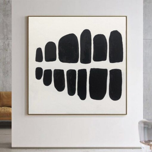 Buy Black And White Art Abstract Minimalist Paintings On Canvas Stones Art Textured Painting Modern Hand Painted Wall Decor | COME TO LIGHT online shopping cheap