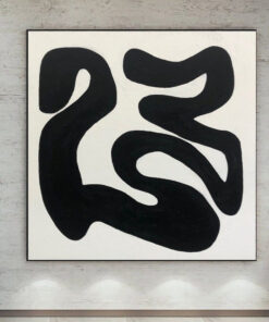 Black And White Canvas Black Lines on White on Canvas Abstract Black And White Oil Painting Black and White Wall Art Black Wall Decor | BLACK ON WHITE