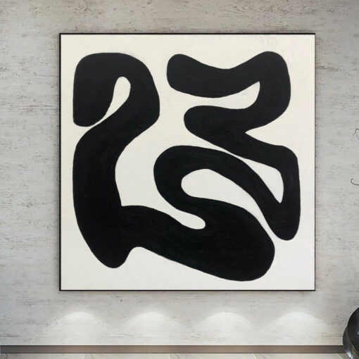 Buy Black And White Canvas Black Lines on White on Canvas Abstract Black And White Oil Painting Black and White Wall Art Black Wall Decor | BLACK ON WHITE online shopping cheap