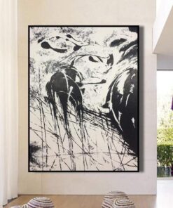 Black And White Wall Art Acrylic Painting On Canvas Original Contemporary Art | HUMANITY