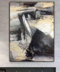 Black and Beige Minimalism Art Oversized Painting Abstract Office Decor Rich Texture | HONESTY