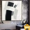 Buy Black and White Painting Minimalist Art Canvas Contemporary Artwork Abstract Canvas Wall Art Modern Painting for Home Decor | SILENT SHAPES 32"x32" online shopping cheap