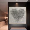 Buy Black and White Wall Art Original Heart Painting on Canvas Love Artwork Romantic Wall Art 40x40 Art Customized Painting above Bed Decor | BLACK HEART online shopping cheap