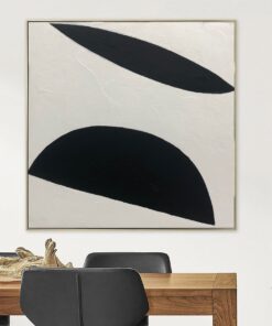 Black and white abstract wall art painting on canvas minimalist geometric fine art in custom size as modern textured wall art | GEOMETRIC ILLUSION
