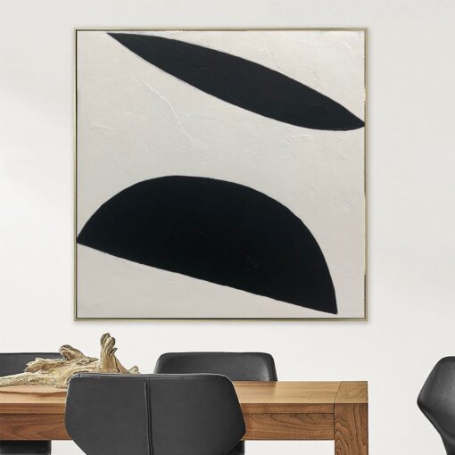 Buy Black and white abstract wall art painting on canvas minimalist geometric fine art in custom size as modern textured wall art | GEOMETRIC ILLUSION online shopping cheap