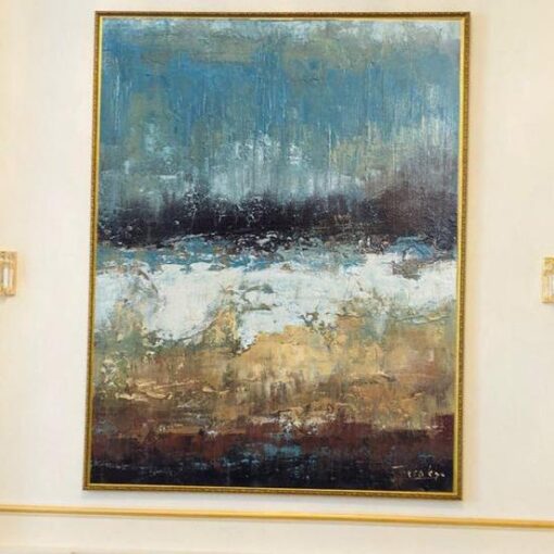 Buy Blue Abstract Painting Brown Painting Ocean Painting Acrylic Painting On Canvas | POURING RAIN online shopping cheap