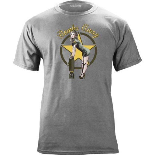 Buy Bombs Away. Vintage Bomber Squadron Pin Up Graphic Printed T-Shirt. Summer Cotton Short Sleeve O-Neck Mens T Shirt New S-3XL online shopping cheap