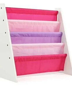 Book Rack with Fabric Sling Sleeves, Primary/White Filing cabinet Cabinet Filing cabinet drawer