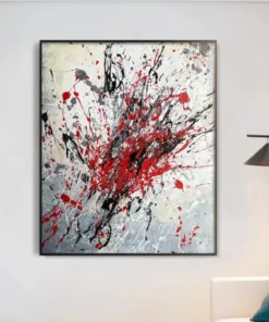 Bright Red Minimalist Abstract Canvas Art Painting, Abstract Canvas Painting, Relief Appearance Wall Art, Textured Painting, Modern Painting | SPLASH OF COLORS