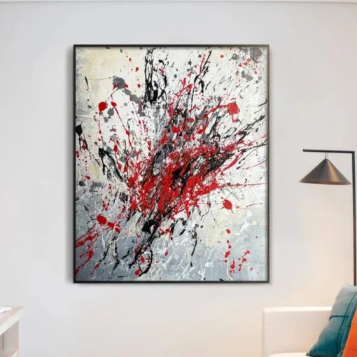 Buy Bright Red Minimalist Abstract Canvas Art Painting