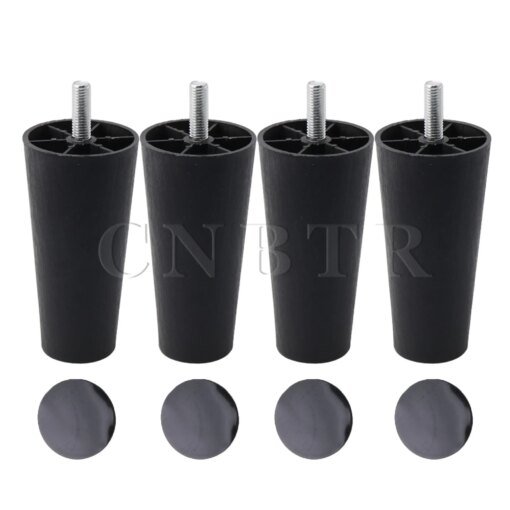 Buy CNBTR 4x Round Tapered Black Plastic Furniture Legs for Sofa 120x60x38mm online shopping cheap