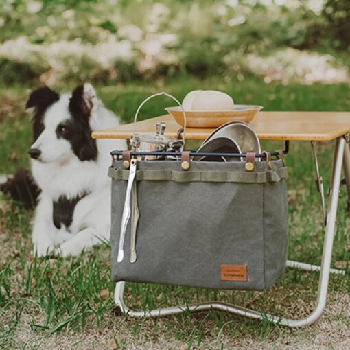 Buy Camping Storage Bag Table Side Canvas Bag with Hook for Outdoor Picnic Desk Collapsible Arrangement Bag Picnic Organizer Bag online shopping cheap