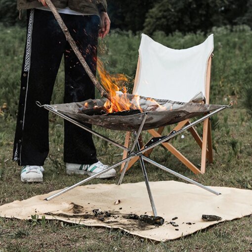 Buy Camping Wood Stove Stand Frame Fire Rack Stainless Steel Foldable Mesh Fire Pit Outdoor Bonfire Campfire Pit Wood Heater Stove online shopping cheap