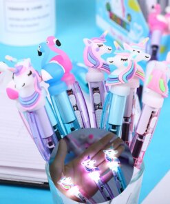Cartoon Unicorn with Light Pen Creative Cute Luminous Ballpoint Pen Student Stationery Writing School Supplies Tool 1pcs