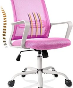 Chair Ergonomic Mesh Home Office Chair, Mid Back Adjustable Computer Task Chairs Swivel Rolling Office Desk Chair, Pink Outdoor